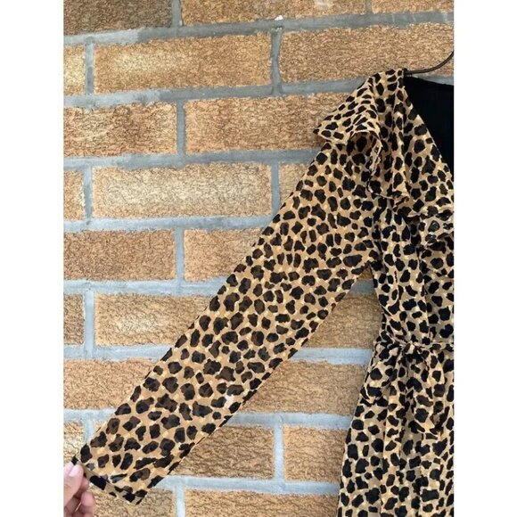 Free People Leopard Print Frenchie Mini Wrap Dress medium - Picture 6 of 16